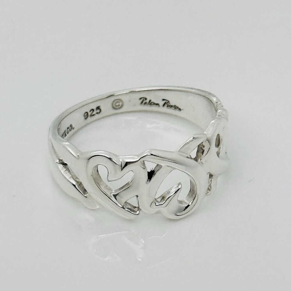 Size 6.5 Tiffany Triple Loving Hearts Ring Band - Paloma Picasso - Silver